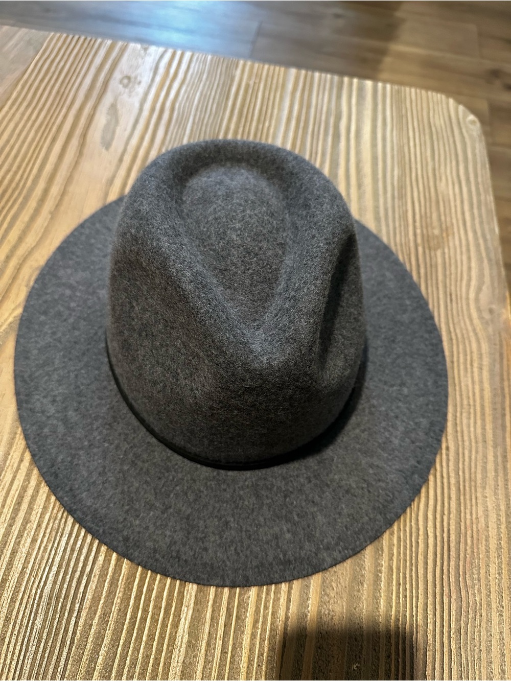 Brixton Gray 100% Wool Felt Wide Brim Fedora Hat Size M 58cm